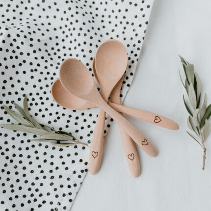 Dřevěné lžíce srdce set 4 ks