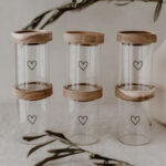 Skleněné dózy srdce 200 ml set 6 ks